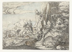 Paysage avec paroi rocheuse sombre - Albrecht Altdorfer