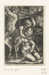 Satyre et un homme se battent pour une femme - Albrecht Altdorfer