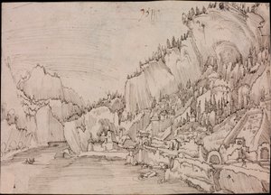 Vue de Sarmingstein sur le Danube (Autriche) - Dessin de Albrecht Altdorfer (vers 1480-1538)
