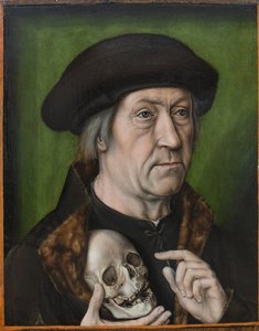 Autoportrait avec un crâne - par Aelbrecht Bouts (1451/54-1549)
