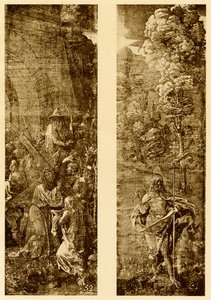 Portement de la Croix et Christ avec la bannière de la victoire - Albrecht Dürer