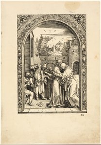 Joachim et Sainte Anne se Rencontrent à la Porte Dorée, de La Vie de la Vierge - Albrecht Dürer