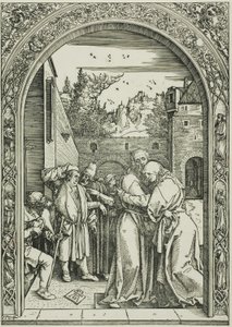 Joachim et Sainte Anne se rencontrent à la Porte Dorée, de La Vie de la Vierge - Albrecht Dürer