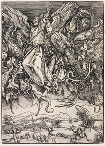 Révélation de Saint Jean : Saint Michel combattant le dragon - Albrecht Dürer
