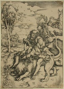 Samson combattant le lion - Albrecht Dürer