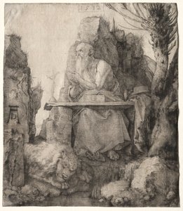 Saint Jérôme assis près d