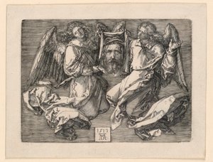 Suaire présenté par deux anges