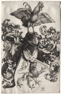 Le Blason avec un lion et un coq - Albrecht Dürer