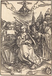 La Sainte Famille avec cinq anges