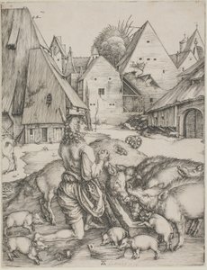 Le fils prodigue parmi les porcs - Albrecht Dürer