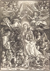 La Vierge entourée de nombreux anges