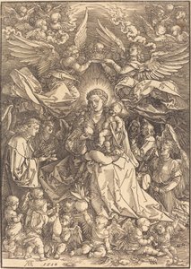 La Vierge entourée de nombreux anges