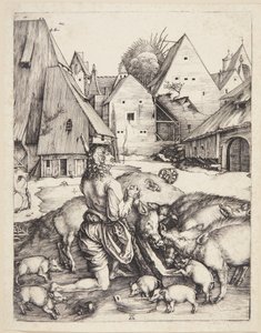Le fils prodigue parmi les porcs - Albrecht Dürer
