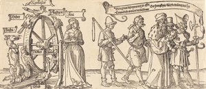 Le Temps et un renard tournant la roue de la fortune avec des gens de tous rangs à droite, probablement 1526 - Albrecht Dürer