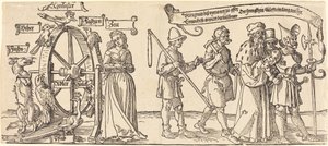 Le Temps et un Renard Tournant la Roue de la Fortune avec des Gens de tous Rangs à Droite - Albrecht Dürer