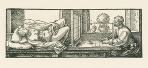 Un homme dessine une femme couchée - Albrecht Dürer or Duerer