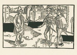 Davus, Pamphilus et Charinus, vers 1492-93 (gravure sur bois) - Albrecht Dürer or Duerer