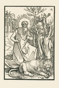 Saint Jérôme. Illustration à Lukas von Prag : Apologia. Imprimé par Hieronymus Höltzel, Nuremberg. - Albrecht Dürer or Duerer