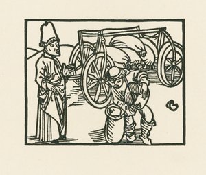 Le prêtre a un sac sur un chariot et on y met de l
