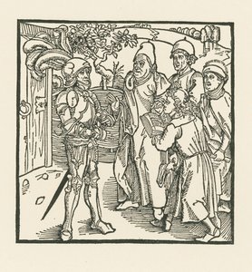Le chevalier charge deux scribes et deux prêtres de compiler ce livre. - Albrecht Dürer or Duerer