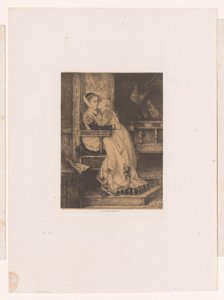 Fille embrassant une autre fille sur la joue assise sur une chaise haute - Albrecht de Vriendt