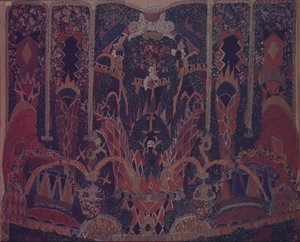 Conception de rideau de mascarade pour la pièce de théâtre Le Masque par M. Lermontov, 1917 - Aleksandr Jakovlevic Golovin