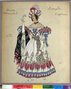 Dessin de costume pour la pièce Le Bal Masqué de Mikhail Lermontov - Aleksandr Jakovlevic Golovin