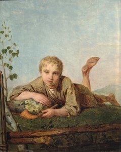 Garçon berger avec une pipe, années 1820 - Aleksei Gavrilovich Venetsianov