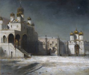 La place de la cathédrale au Kremlin de Moscou la nuit, 1878