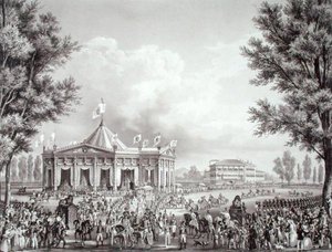 Procession passant devant le pavillon érigé pour l