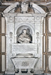 Monument funéraire en hommage au cardinal Giovanni Garcia Mellini avec portrait en buste Sculpture en marbre par Alessandro Algardi (1598-1654) vers 1630 Rome Basilique de Santa Maria del Popolo, Cappella Mellini - Alessandro Algardi