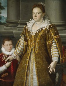 Portrait de la grande-duchesse Bianca Capello de Médicis avec son fils - Alessandro Allori
