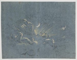 Séléné et Endymion, design pour une peinture de plafond