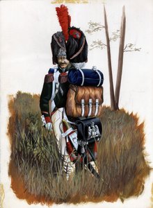 Premier Empire (1804-1814 et 1815) : soldats grenadiers de la Garde Royale de la Grande Armée Napoléonienne en Italie. Dessin par Alessandro Lonati - Alessandro Lonati