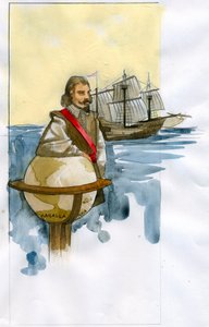 Portrait du corsaire, explorateur, négrier et homme politique anglais Francis Drake