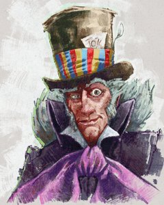 Portrait du Chapelier fou (illustration) - Alessandro Lonati