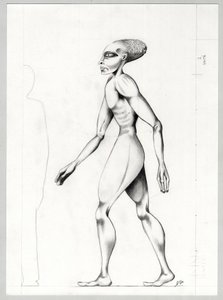 Illustration de science-fiction : un extraterrestre de la planète Mars à la conquête de l