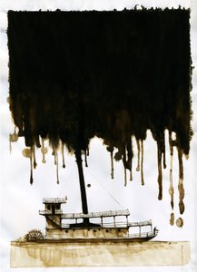 Vapeur Illustration du nouveau « Au cœur des ténèbres » de Joseph Conrad. 2012 - Alessandro Lonati