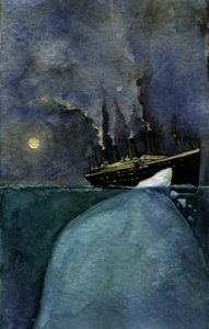Vue du paquebot transatlantique Titanic au moment du naufrage les 14 et 15 avril 1912, causé par la collision avec un iceberg. 2011