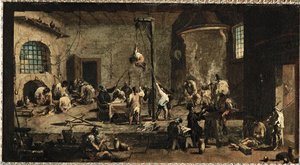Scène au palais de justice ... (huile sur toile) - Alessandro Magnasco
