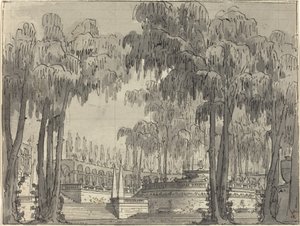 Un jardin palatial avec terrasses circulaires - Alessandro Sanquirico