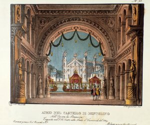 Le vestibule du château de Montolino en Bretagne. Scénographie pour la représentation au Teatro alla Scala en 1829 de l