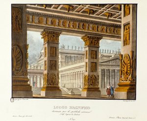 Vue du palais où se tiennent les audiences publiques Scénographie pour la représentation de la tragédie lyrique « Didone » (1783) du compositeur Niccolò Vito Piccinni d