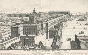 Palais du Pape sur la colline du Quirinal, également connu sous le nom de Monte Cavallo, dessin et gravure par Alessandro Specchi (1668-1729), Italie - Alessandro Specchi