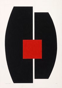 Carré rouge sur noir