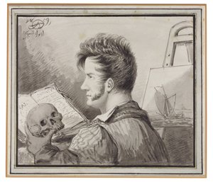 Autoportrait en Jeune Homme avec Crâne - Alexander Orlowski