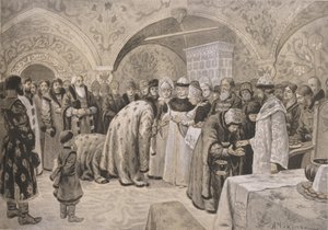 Bienvenue à la tsarine après les matines de Pâques - Alexander Andreyevich Chikin