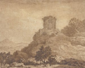 Paysage avec un temple en ruine, c.1756 - Alexander Cozens