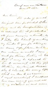 Lettre signée A.E. Steen, camp près de Van Buren, à sa cousine Mme Mary Walker, Van Buren, Ark., 1er décembre 1862 - Alexander Early Steen