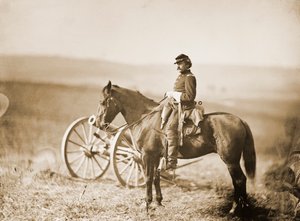 Aide-de-camp de la guerre civile américaine à cheval - Alexander Gardner